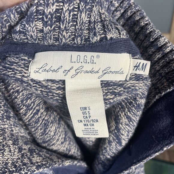 H&M LOGG Mens Pullover Sweater Multicolor Space Dye Long Sleeve Button Neck S - Picture 6 of 7